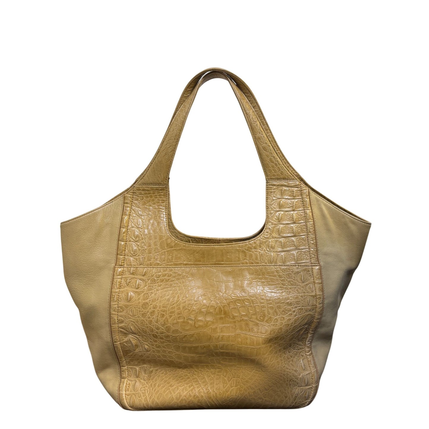 Brahmin Large Tan Tote Bag With Croc Embossed Leather