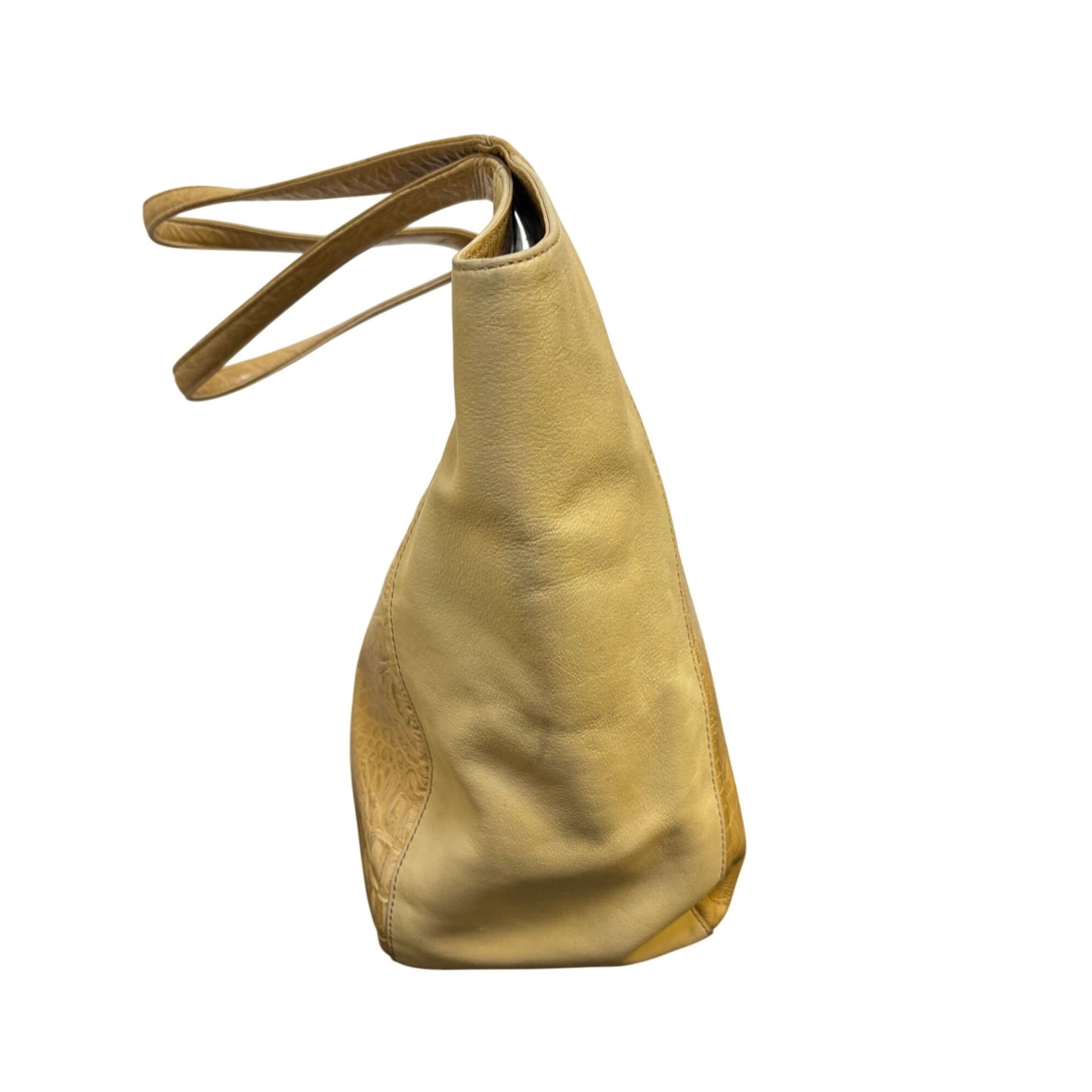 Brahmin Large Tan Tote Bag With Croc Embossed Leather