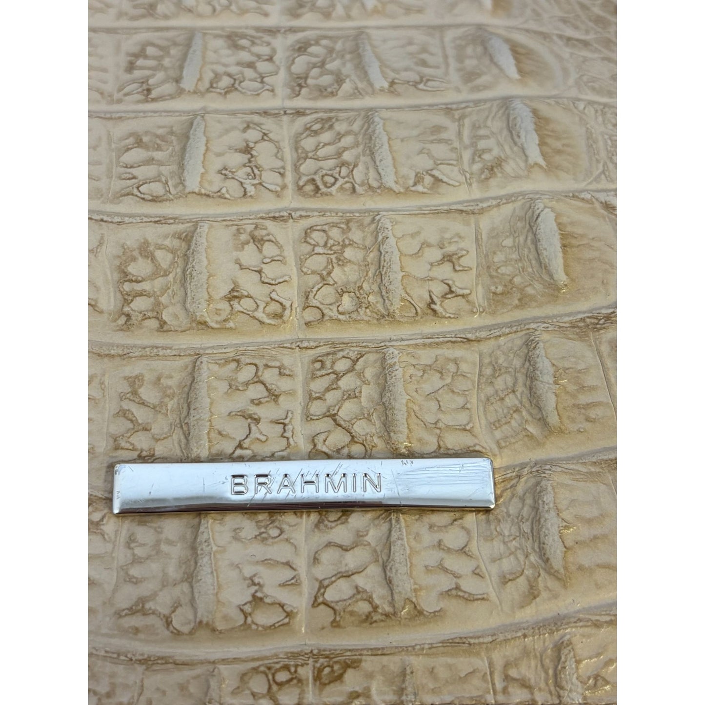 Brahmin Large Tan Tote Bag With Croc Embossed Leather