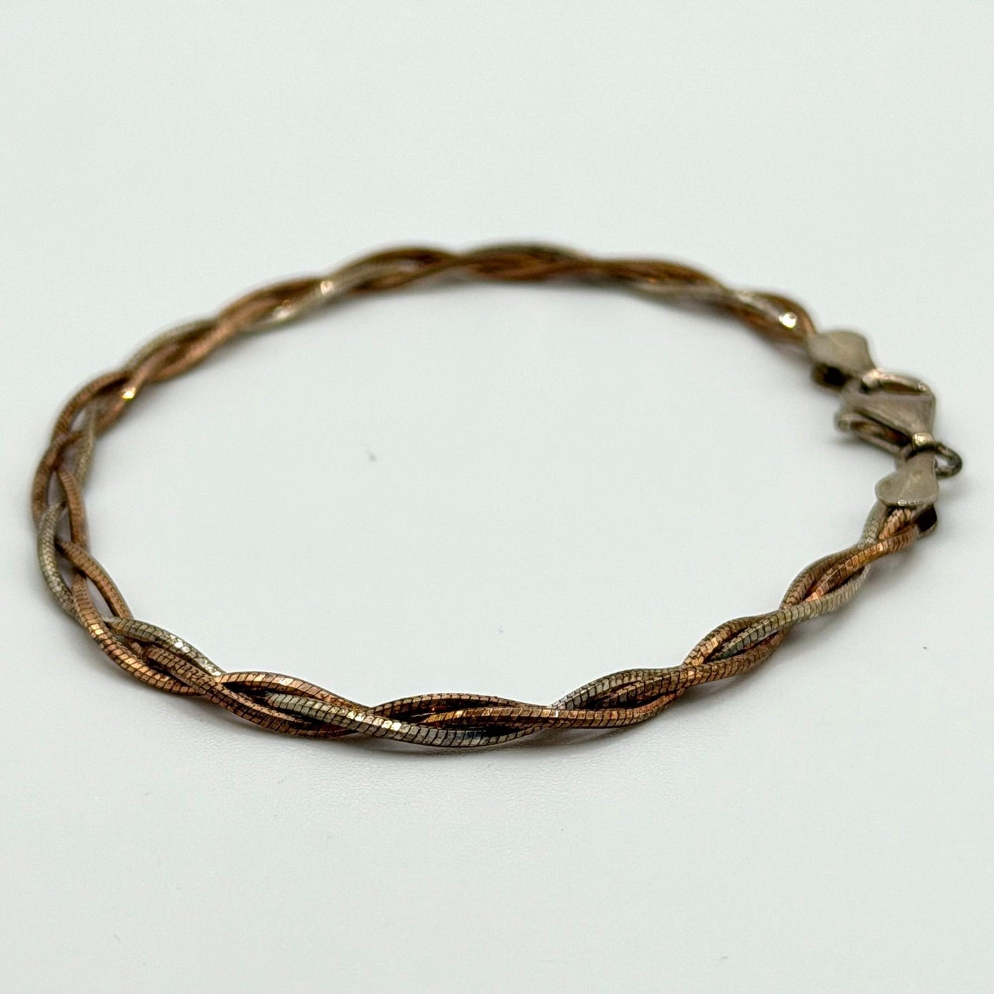 Sterling Silver Two Tone Braided Bracelet 925 Italy