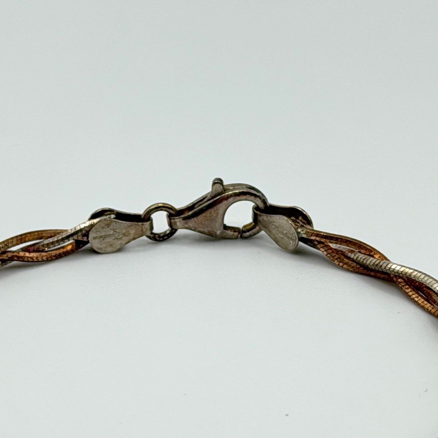 Sterling Silver Two Tone Braided Bracelet 925 Italy