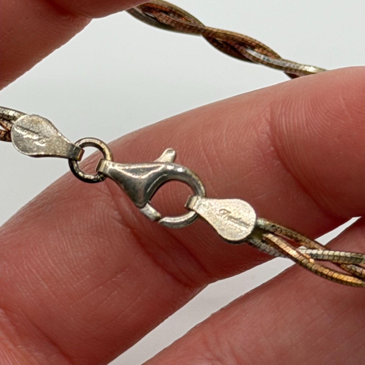 Sterling Silver Two Tone Braided Bracelet 925 Italy