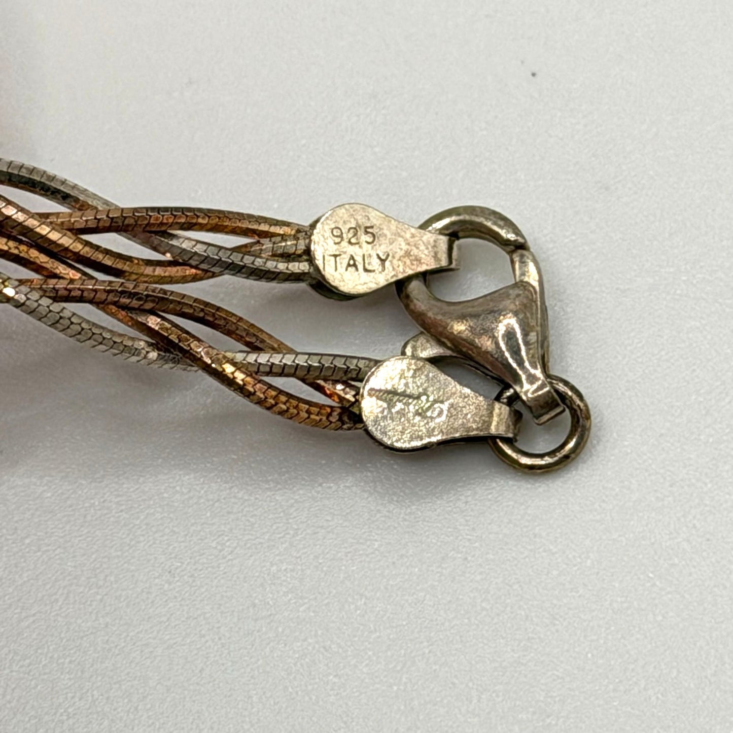 Sterling Silver Two Tone Braided Bracelet 925 Italy