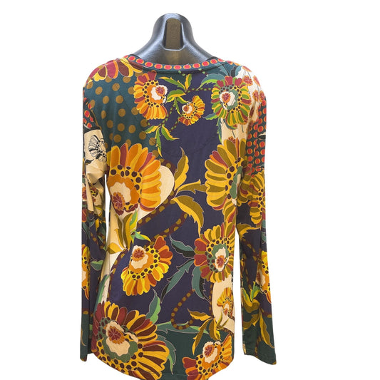 Johnny Was Los Angeles Womens Floral Long Sleeve Top Medium