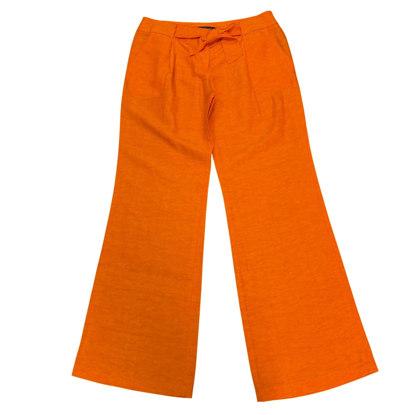 NWT Lafayette 148 Linen Wide-Leg Pants Orange Tie-Front Size 10