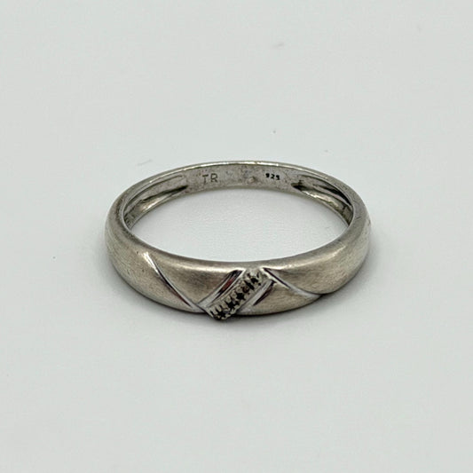 Sterling Silver 925 Band Ring With Geometric Engraving