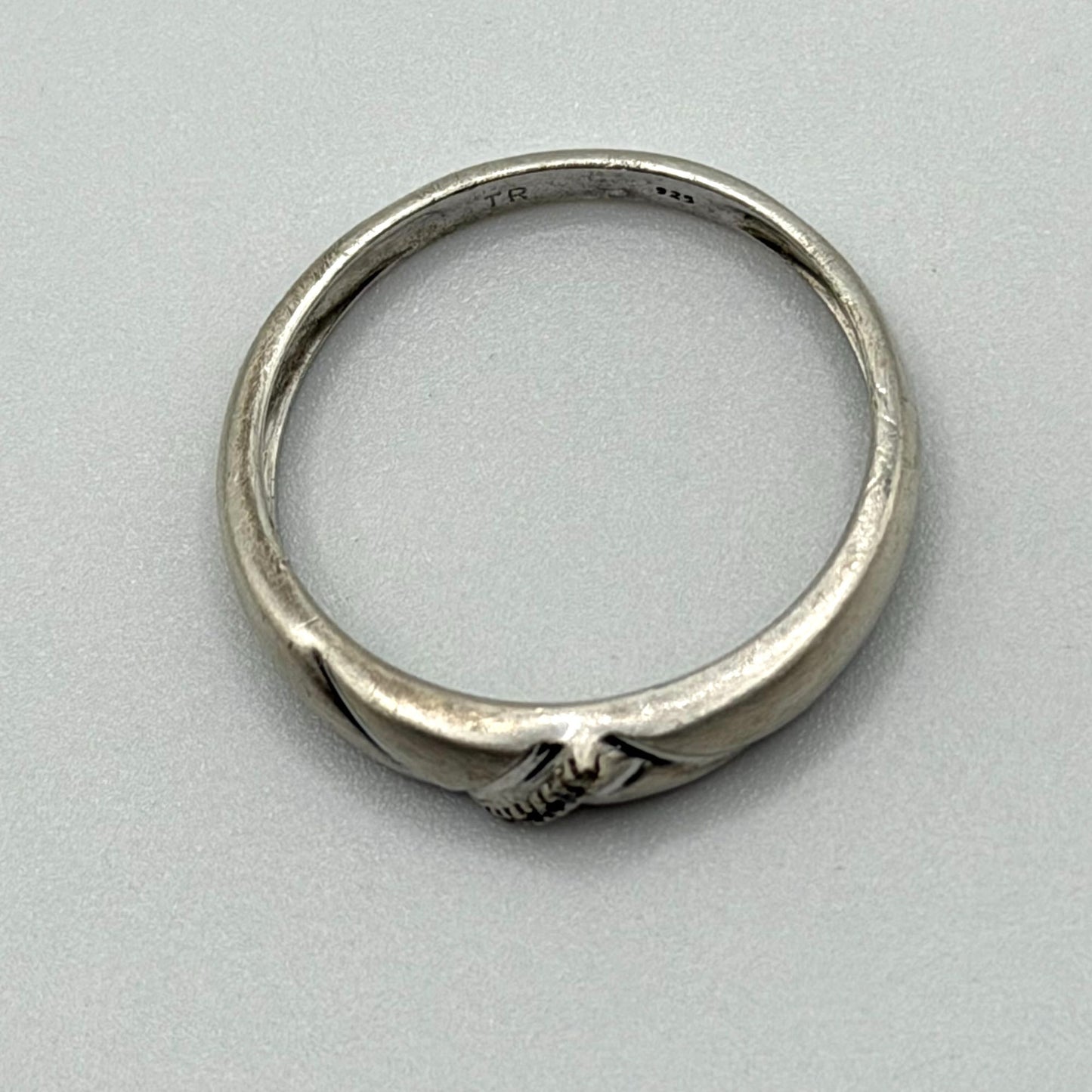 Sterling Silver 925 Band Ring With Geometric Engraving