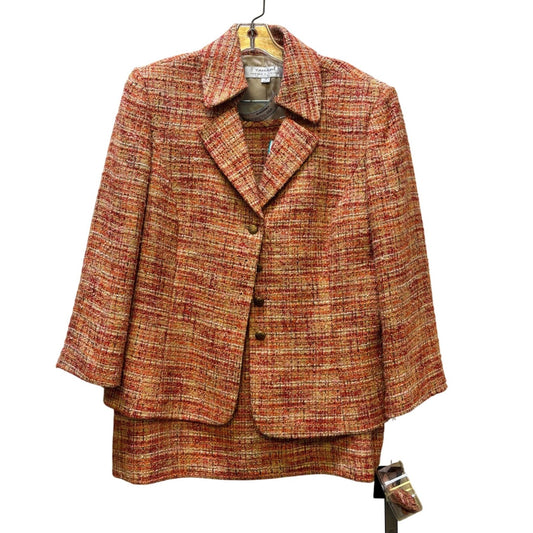 NWT Tahari Arthur S. Levine Tweed Suit Ensemble In Orange Size 16