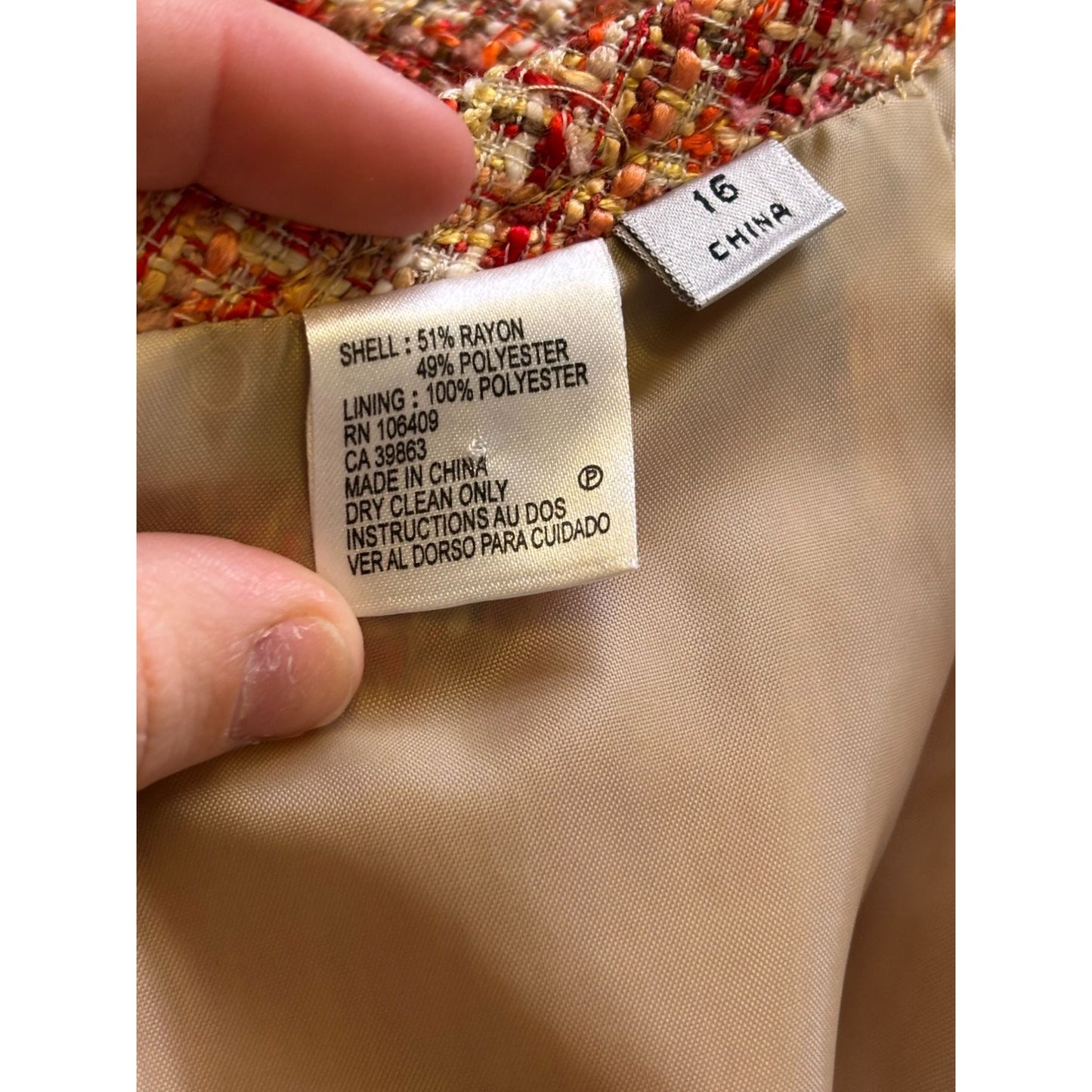 NWT Tahari Arthur S. Levine Tweed Suit Ensemble In Orange Size 16