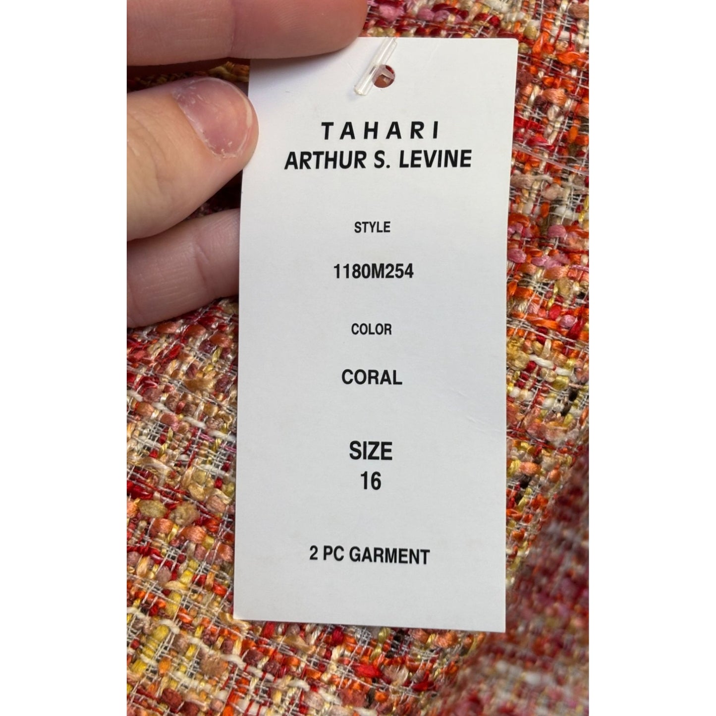 NWT Tahari Arthur S. Levine Tweed Suit Ensemble In Orange Size 16