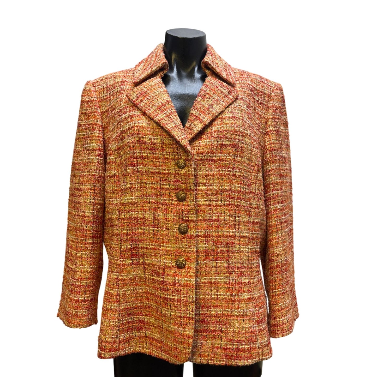 NWT Tahari Arthur S. Levine Tweed Suit Ensemble In Orange Size 16