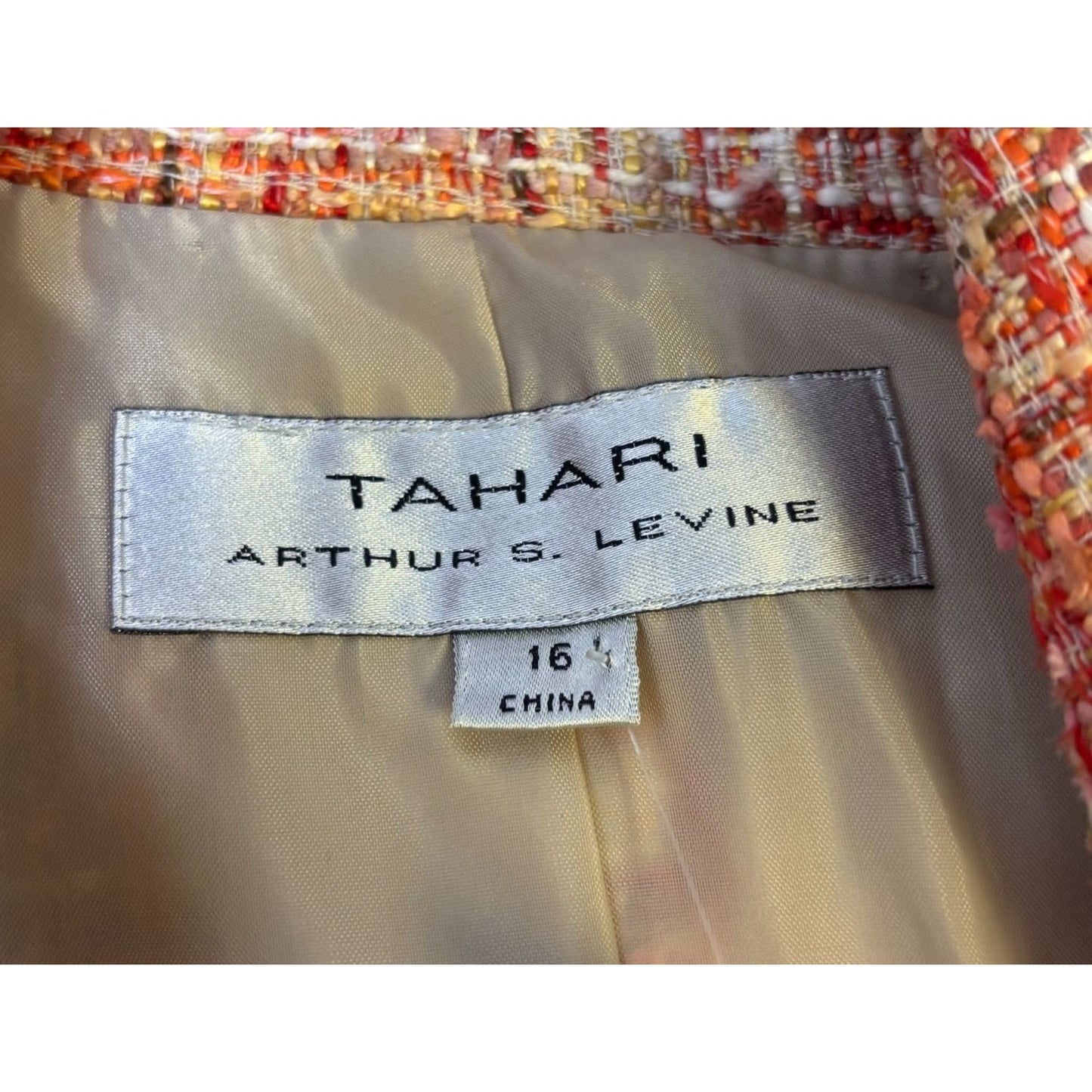 NWT Tahari Arthur S. Levine Tweed Suit Ensemble In Orange Size 16