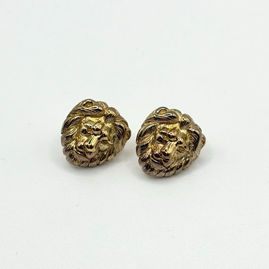 Lion Head Sterling Silver 925 Gold-Plated Stud Earrings Elegant Design