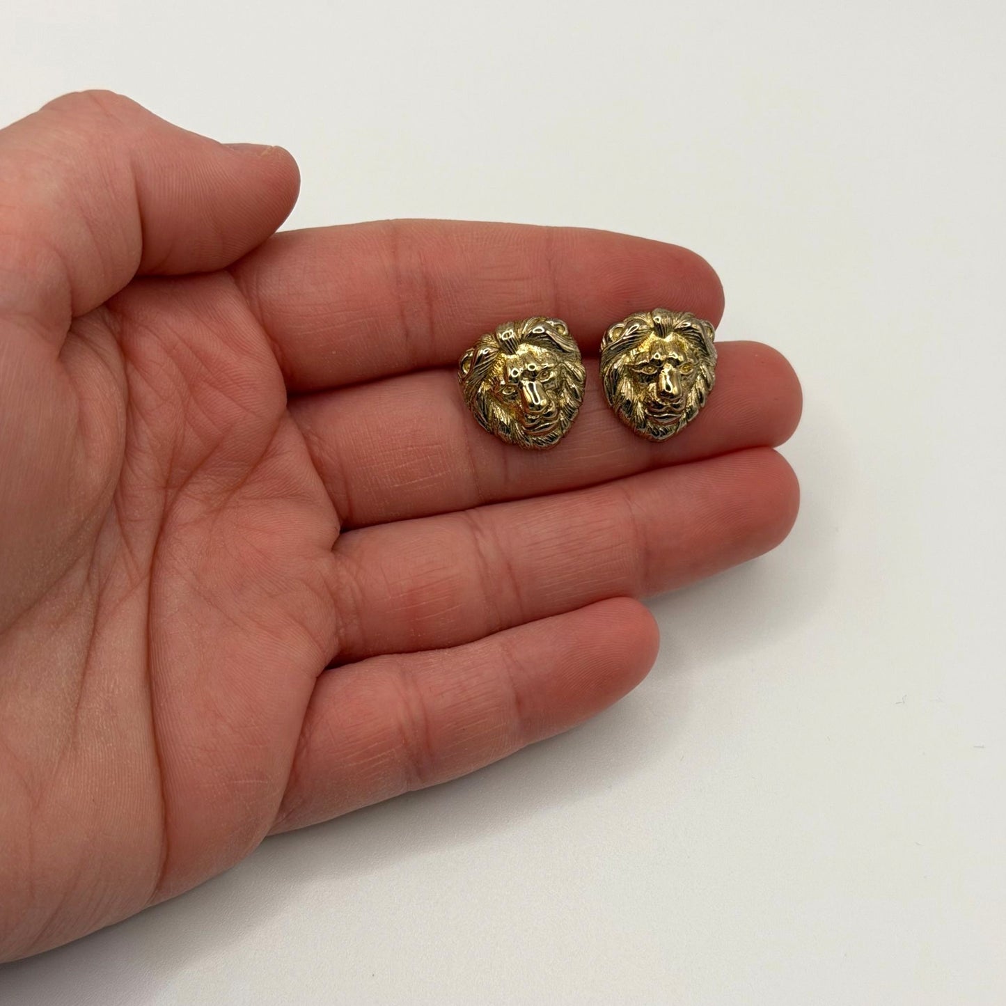 Lion Head Sterling Silver 925 Gold-Plated Stud Earrings Elegant Design