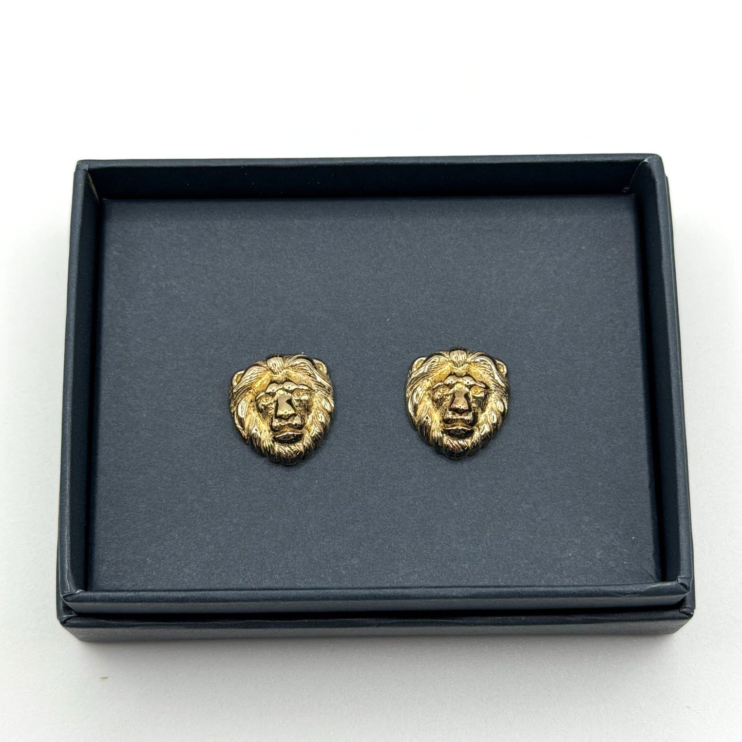Lion Head Sterling Silver 925 Gold-Plated Stud Earrings Elegant Design