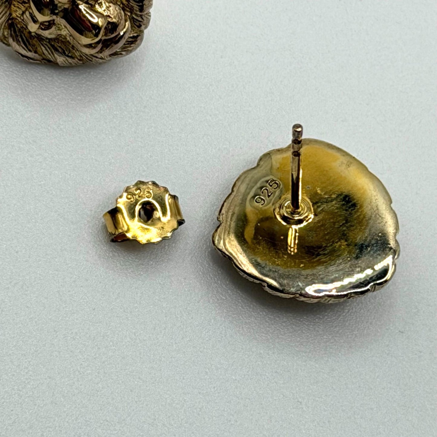 Lion Head Sterling Silver 925 Gold-Plated Stud Earrings Elegant Design
