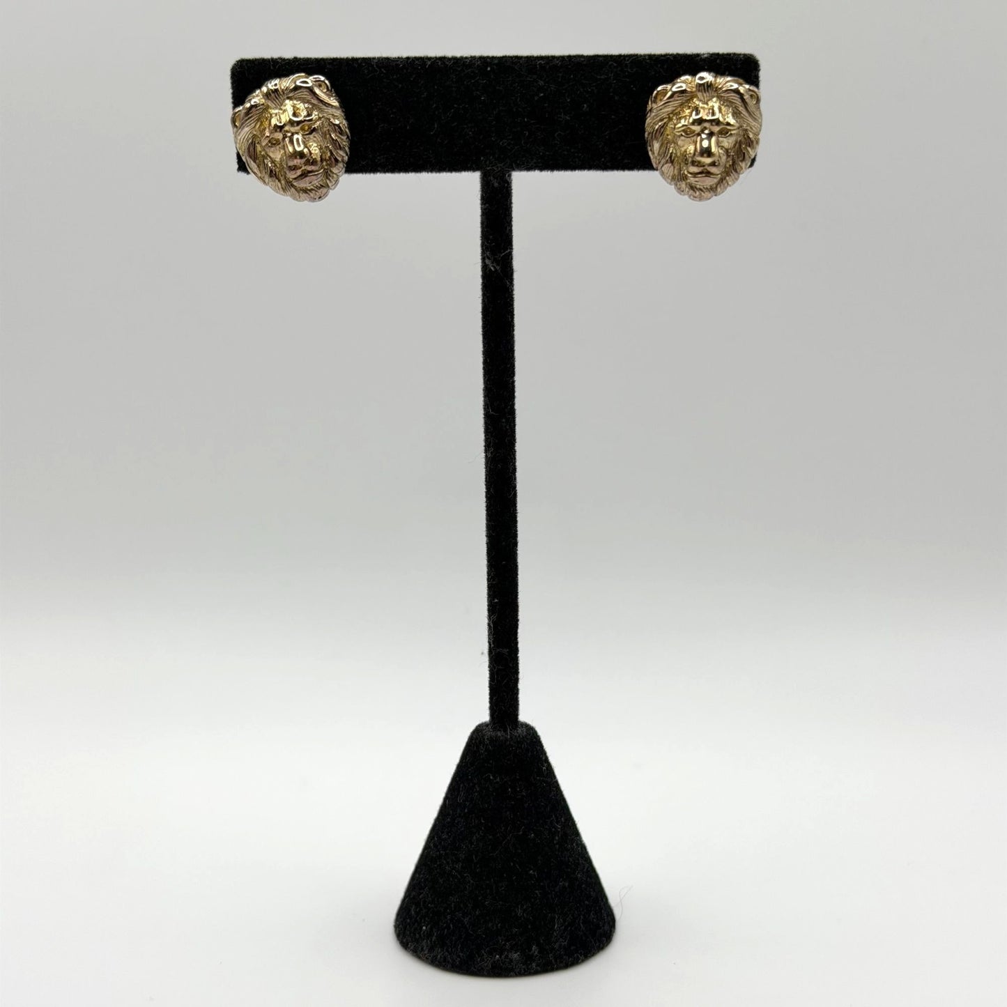 Lion Head Sterling Silver 925 Gold-Plated Stud Earrings Elegant Design