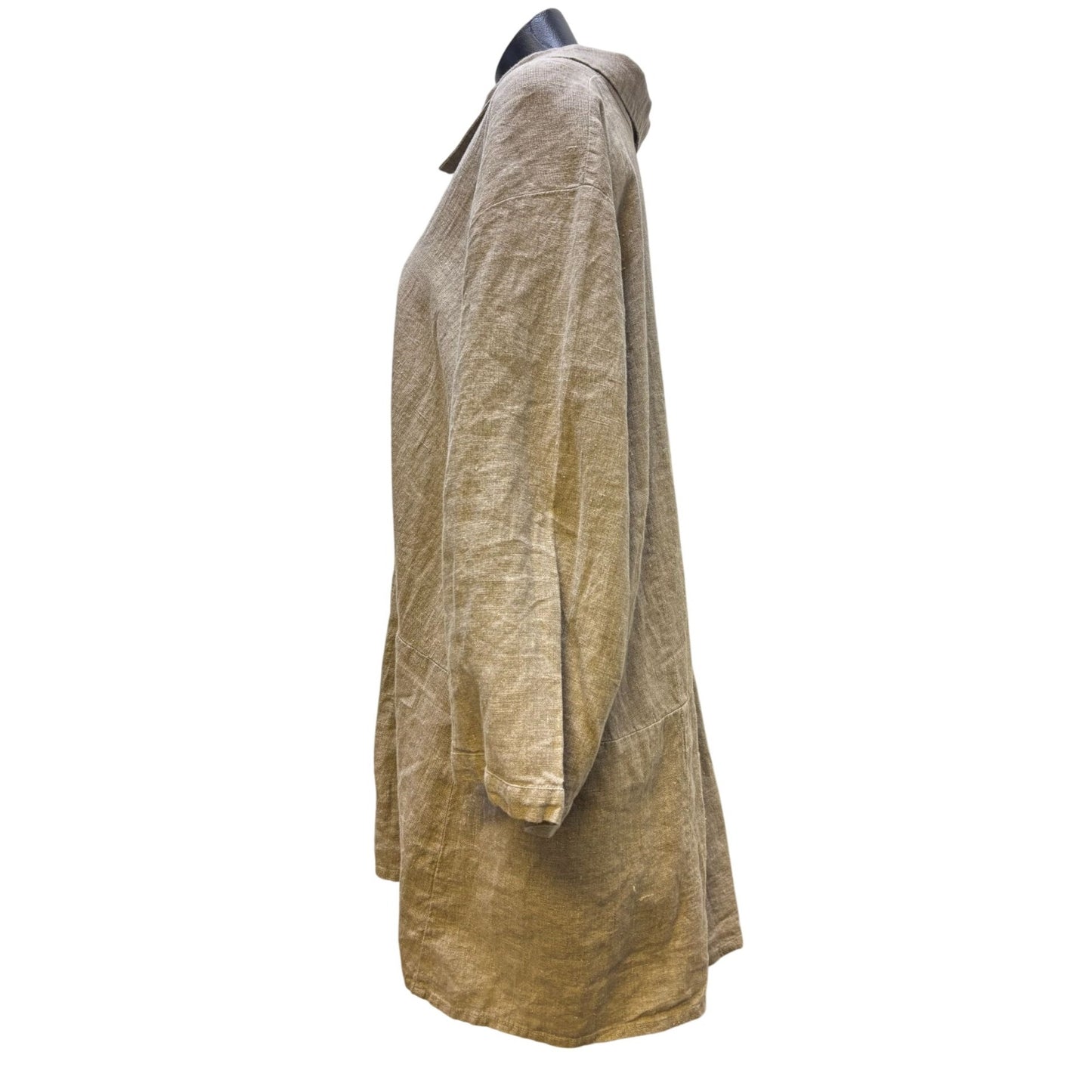 Flax Womens Brown Linen Tunic Blouse 2X