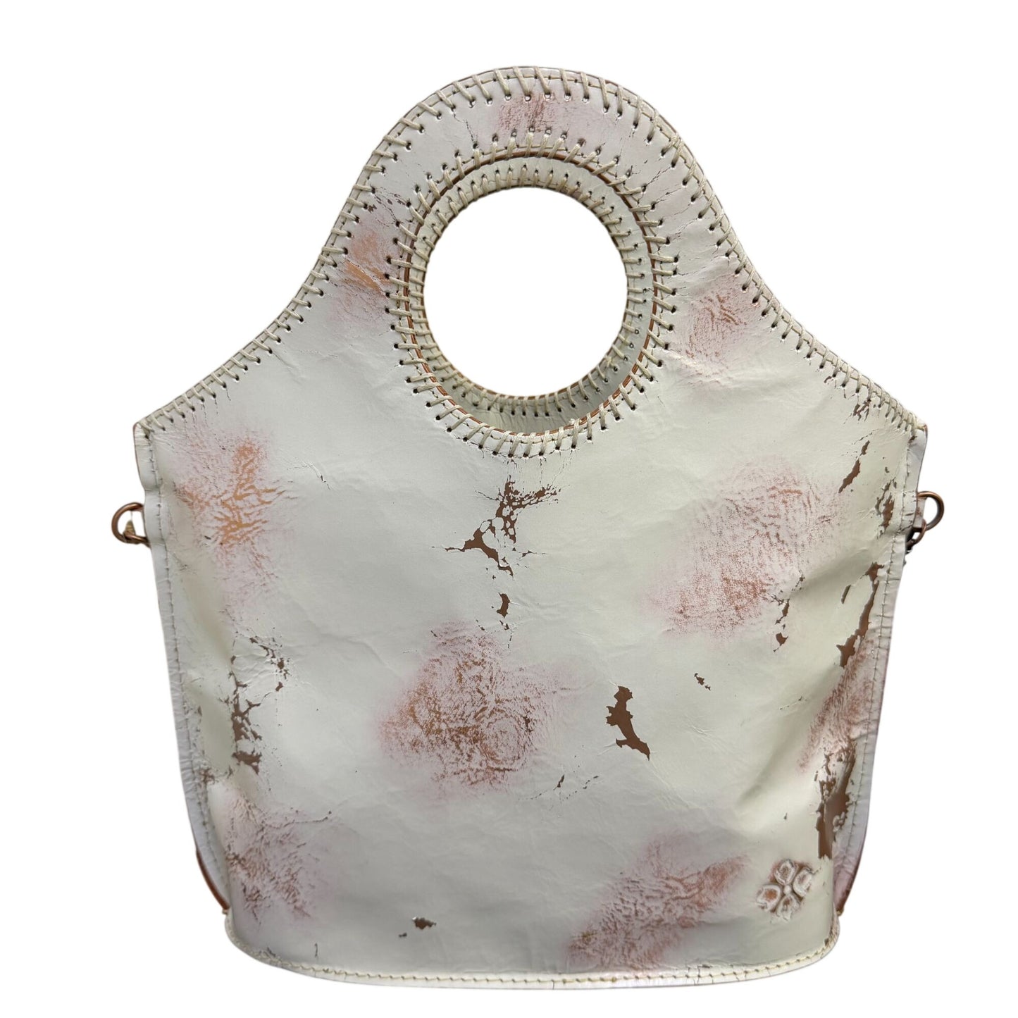 NWT Patricia Nash Tooled Leather Shopper Bag White/Copper Floral Design