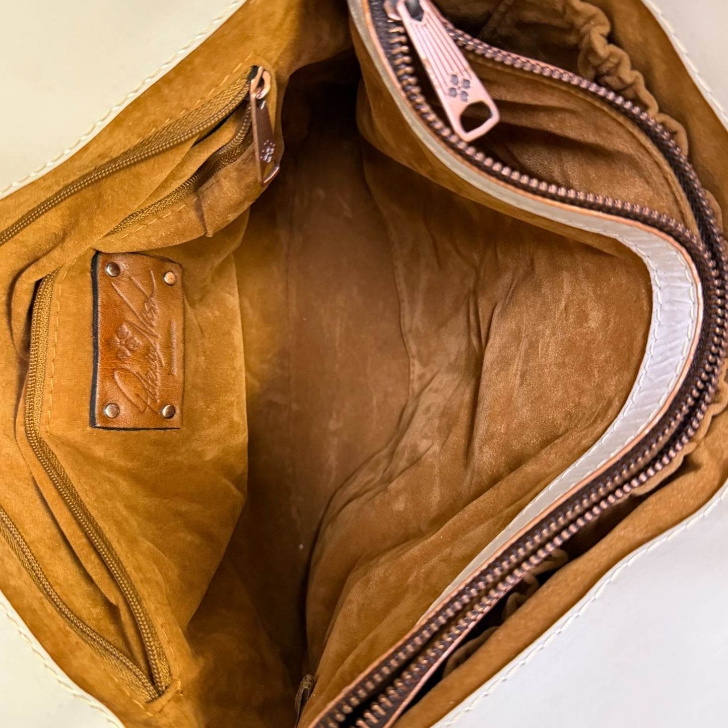 NWT Patricia Nash Tooled Leather Shopper Bag White/Copper Floral Design
