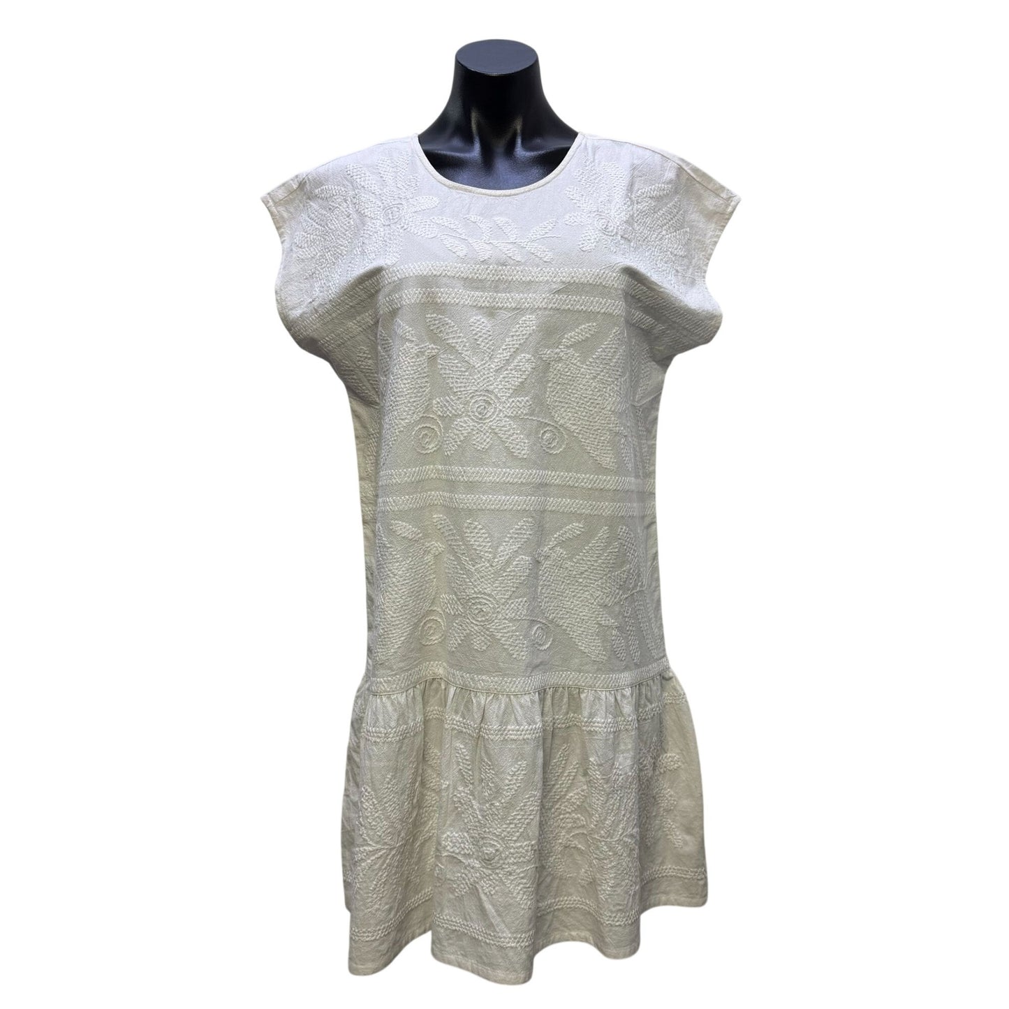Sister Mary White Embroidered Cotton Dress M/L