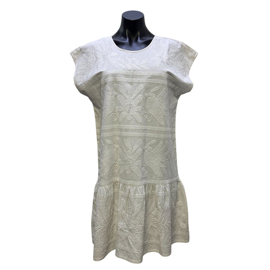 Sister Mary White Embroidered Cotton Dress M/L