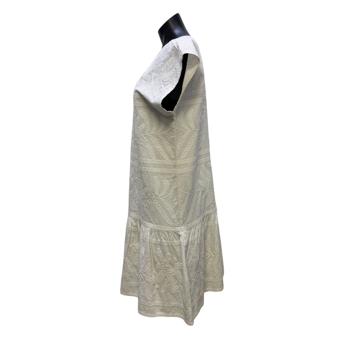 Sister Mary White Embroidered Cotton Dress M/L