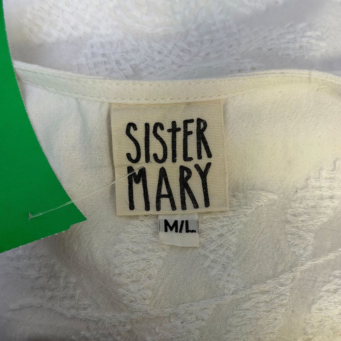 Sister Mary White Embroidered Cotton Dress M/L