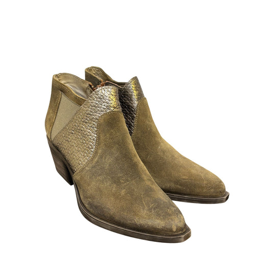 Casta Ankle Booties Dirk Brandy Size 9 Distressed Suede & Leather