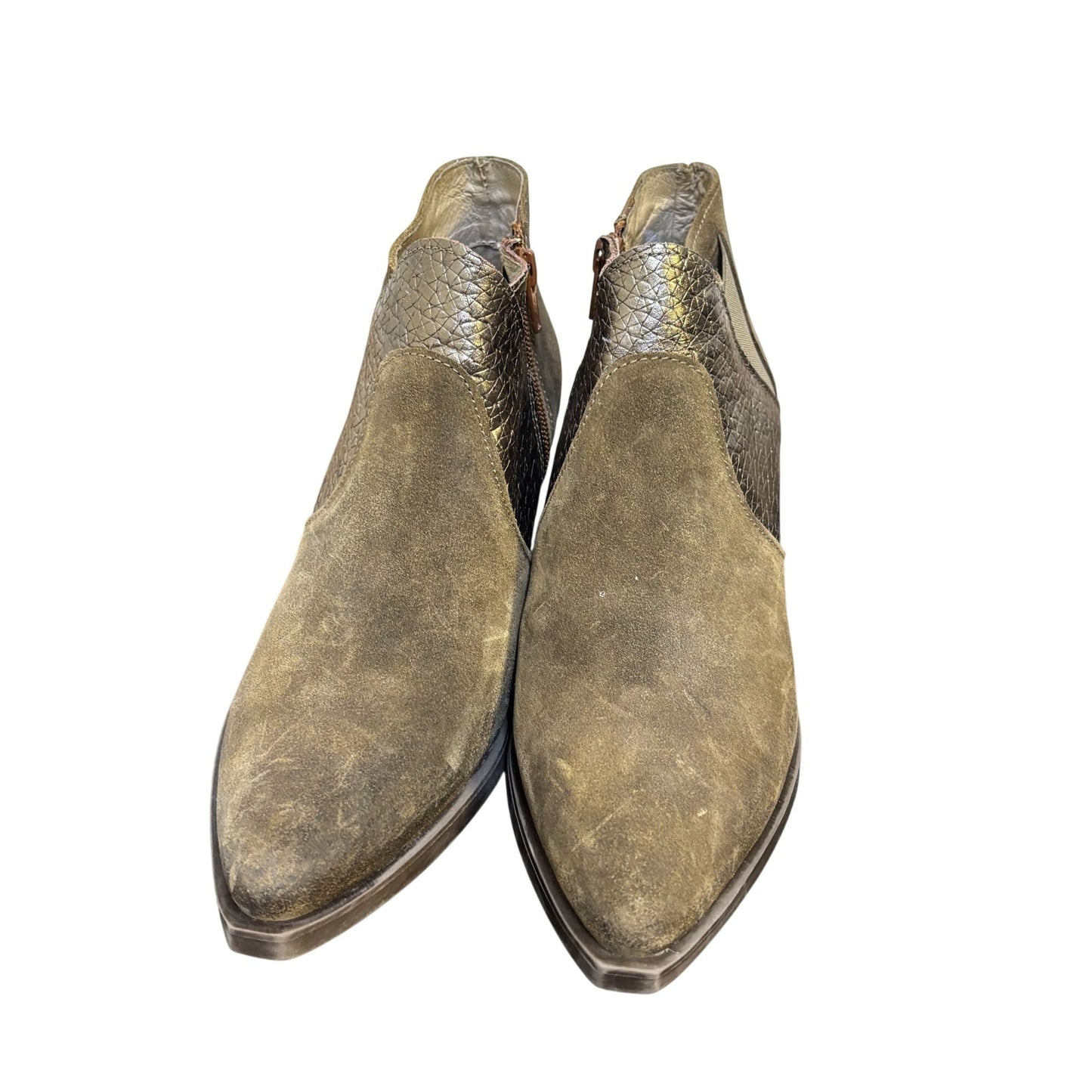 Casta Ankle Booties Dirk Brandy Size 9 Distressed Suede & Leather