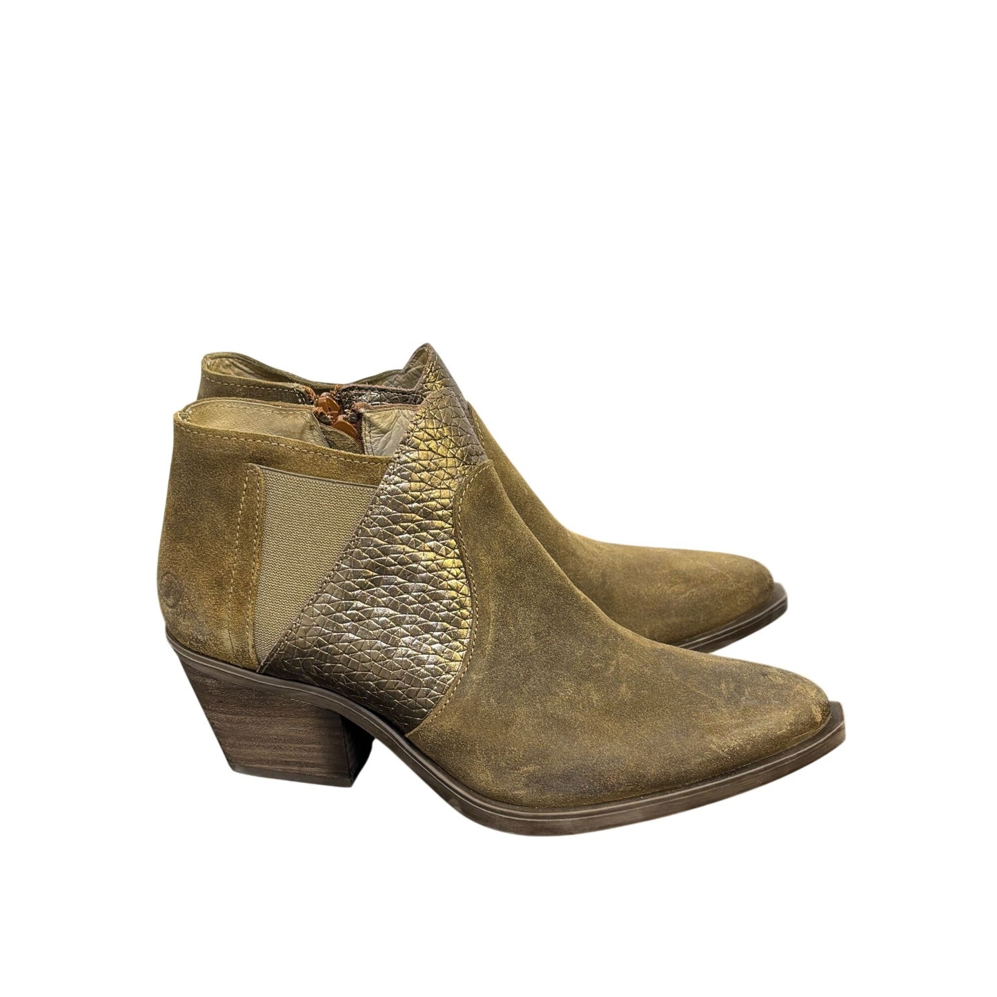 Casta Ankle Booties Dirk Brandy Size 9 Distressed Suede & Leather