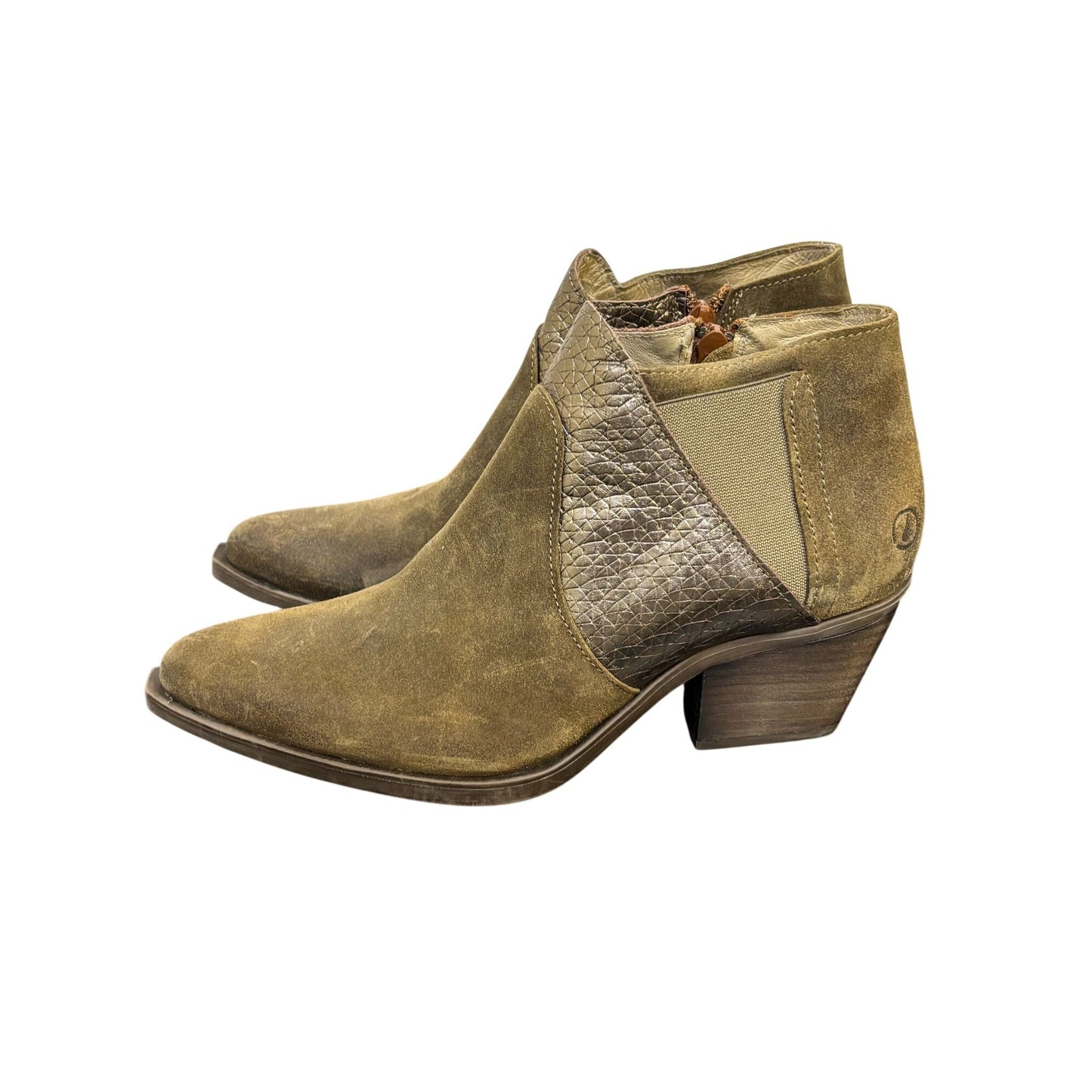Casta Ankle Booties Dirk Brandy Size 9 Distressed Suede & Leather