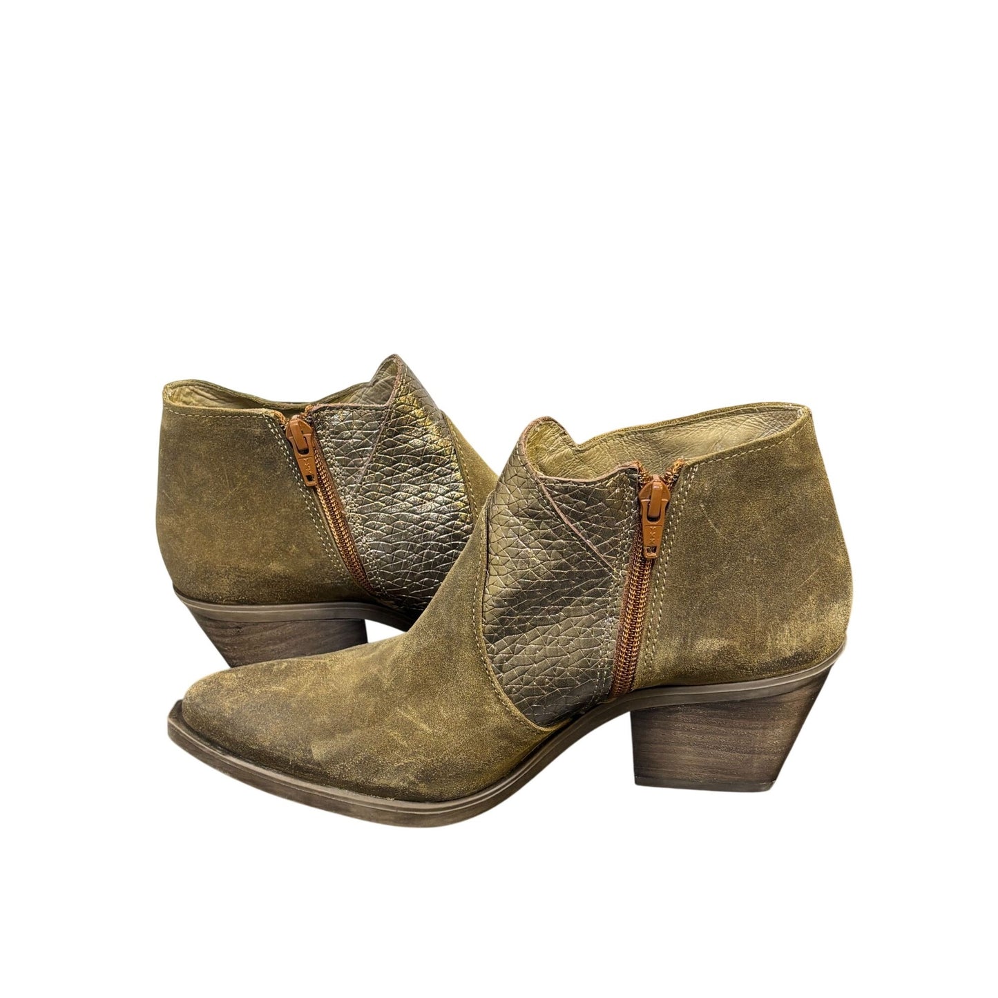 Casta Ankle Booties Dirk Brandy Size 9 Distressed Suede & Leather