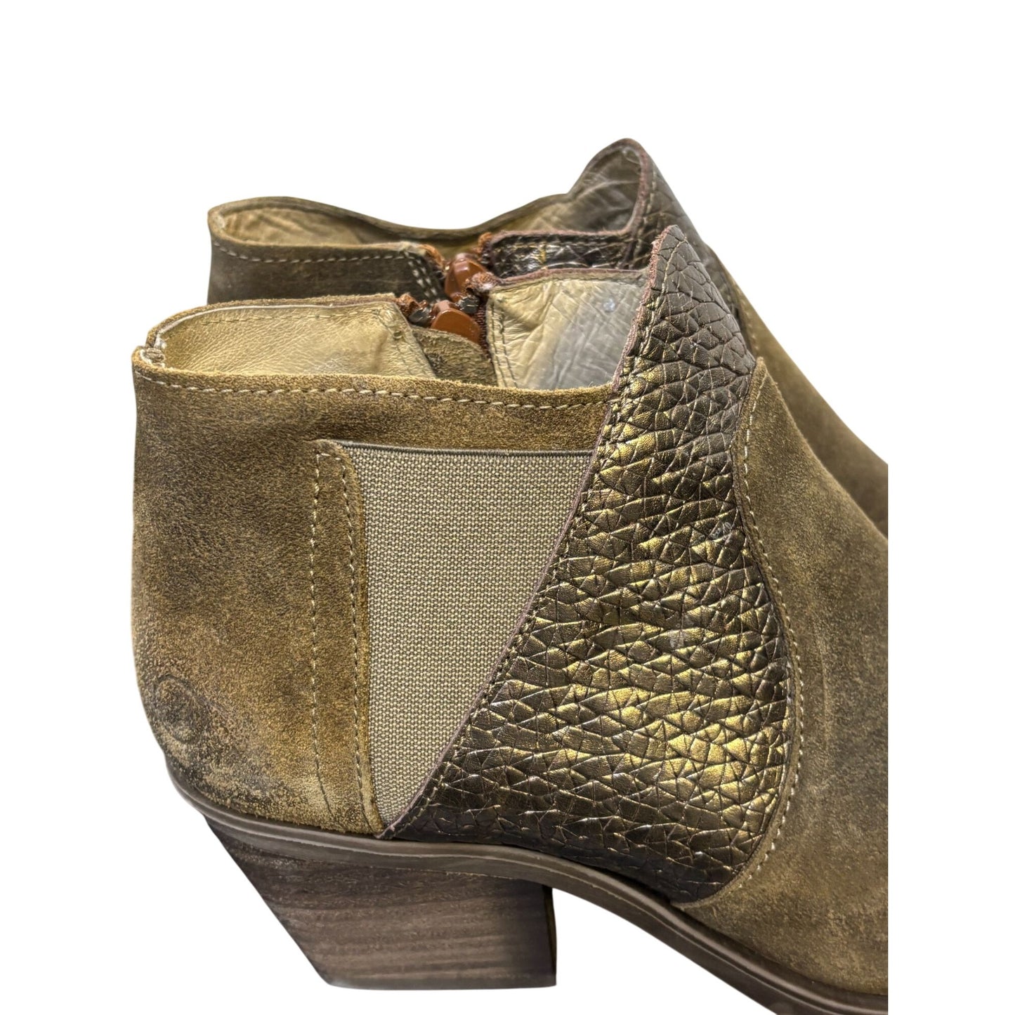 Casta Ankle Booties Dirk Brandy Size 9 Distressed Suede & Leather