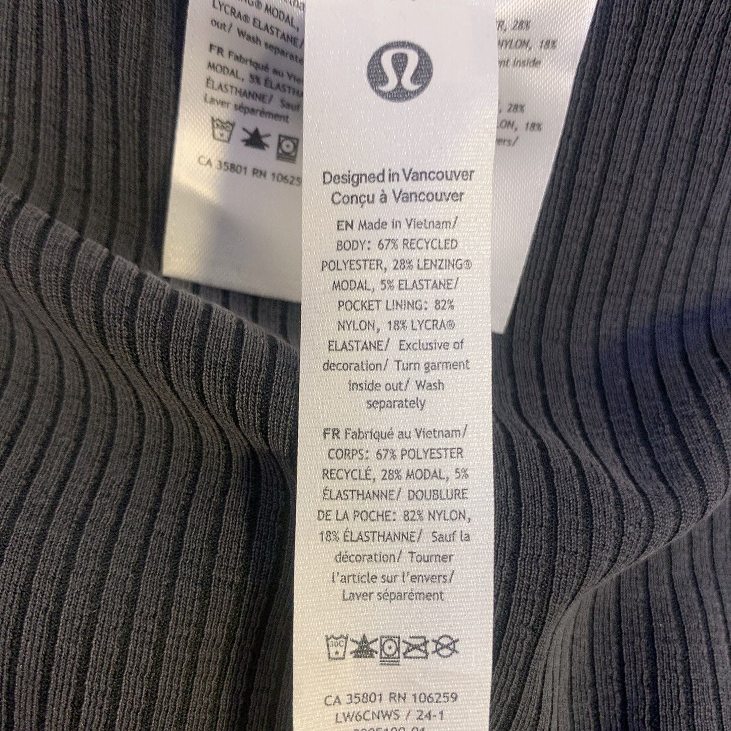 NWT Lululemon Black Ribbed Softstreme Straight/Flare Leg Pull-on Pants Size 14