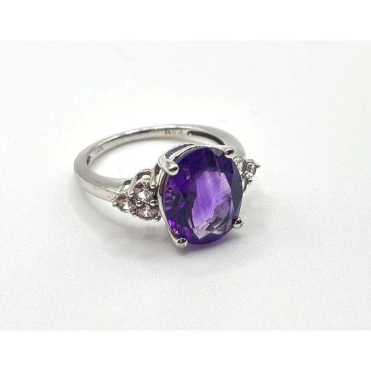 Amethyst Gemstone Ring Sterling Silver 925 Size 7.5