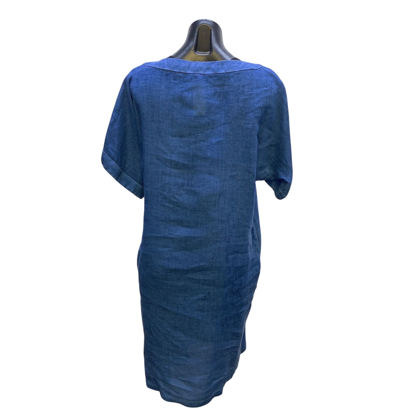 120% Lino Blue Linen Shift Dress Size 6