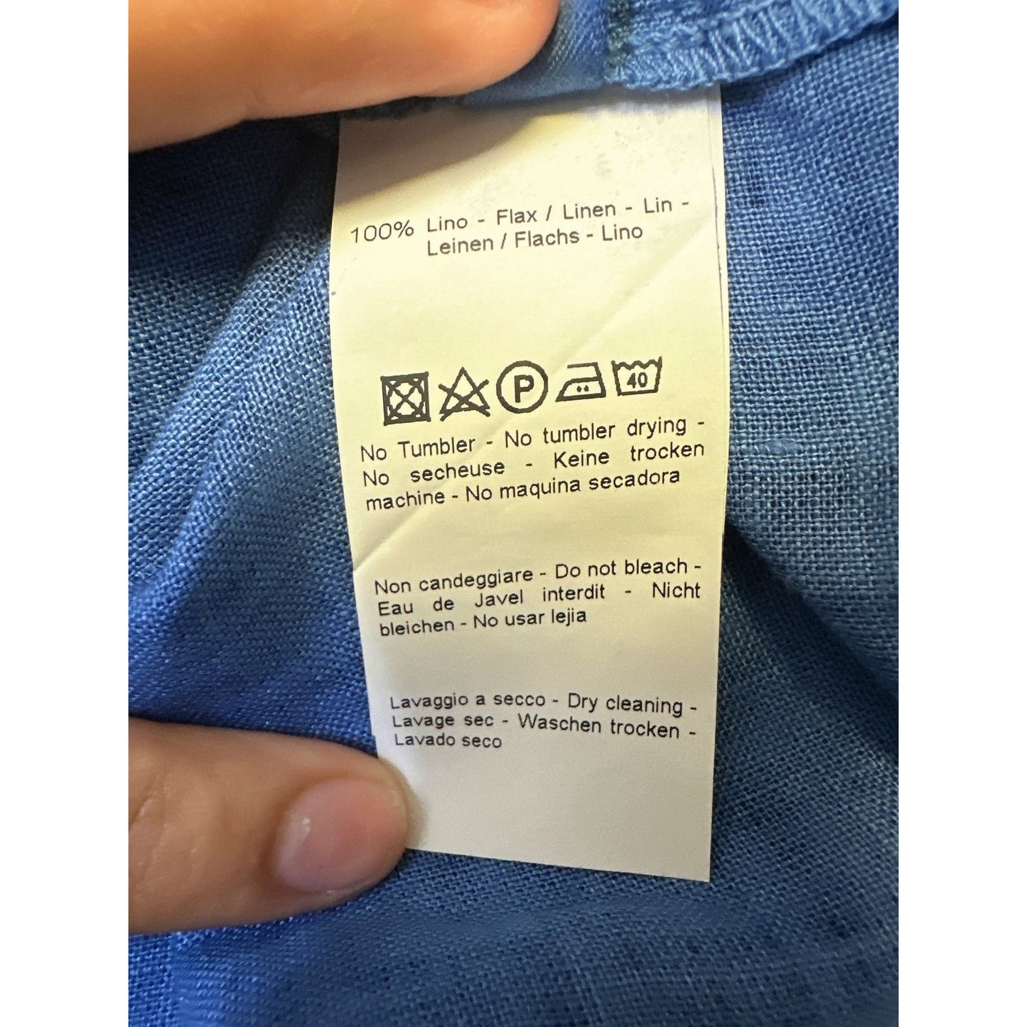 120% Lino Blue Linen Shift Dress Size 6