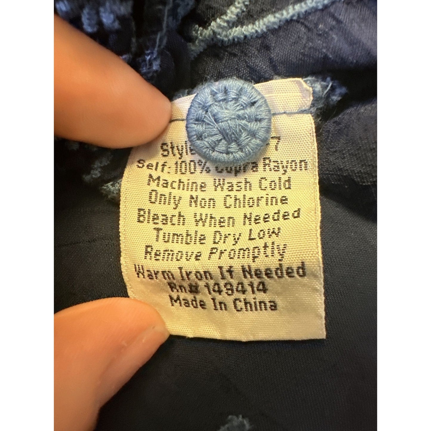 Johnny Was Boho Navy Embroidered Tunic Blouse Size L