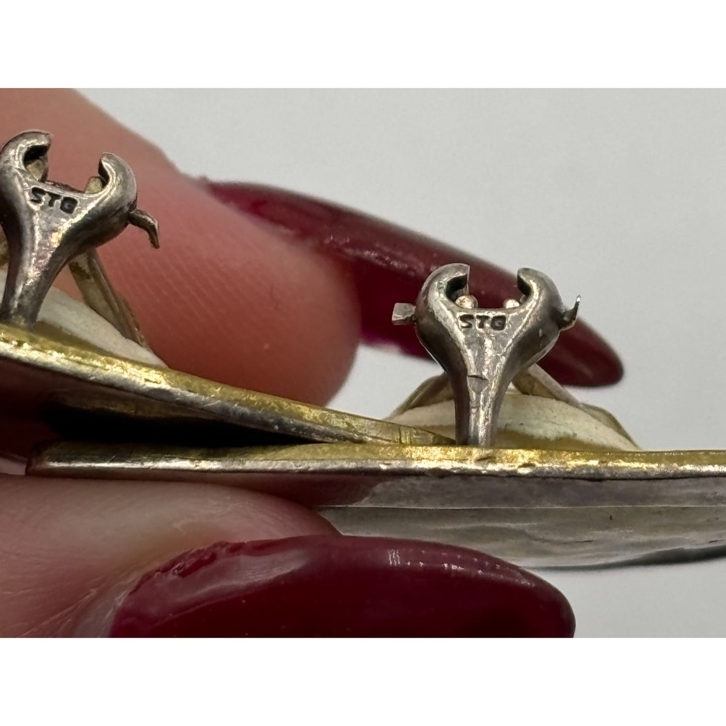 Jeep Collins Retired Hammered 925 Brass Clip-On Earrings Triangle Shape