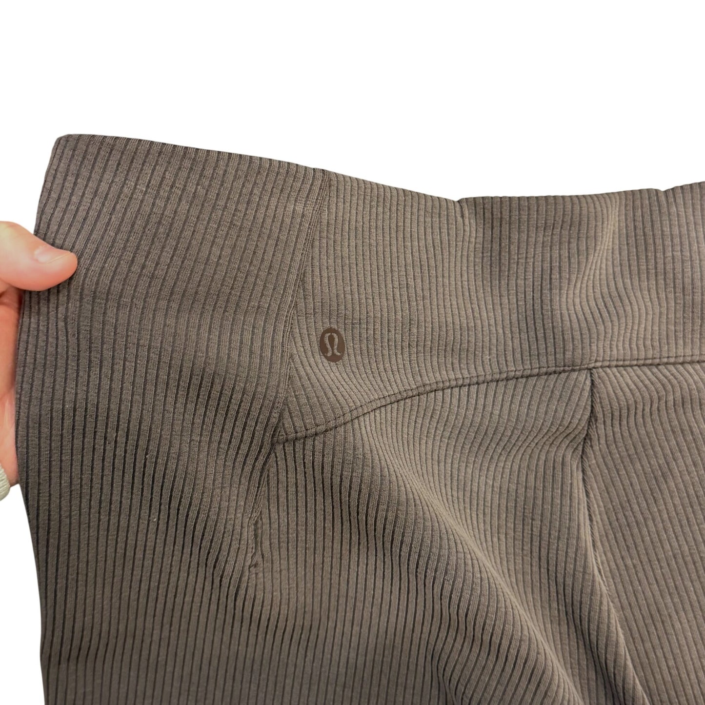 Lululemon Ribbed Softstreme High-Rise Zip-Leg Crop Pants Taupe 14