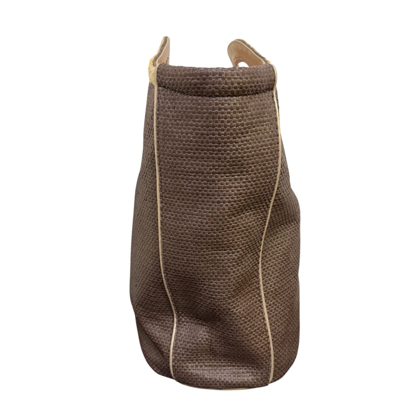 Elaine Turner Brown Woven Tote Bag With Braided Handle