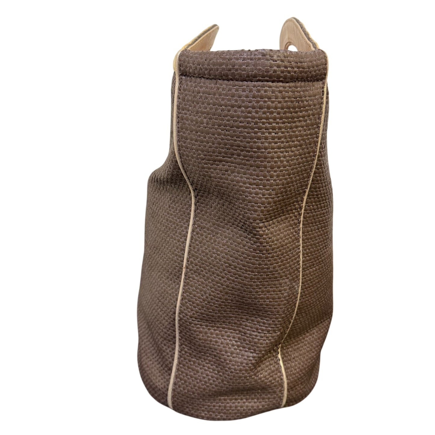 Elaine Turner Brown Woven Tote Bag With Braided Handle
