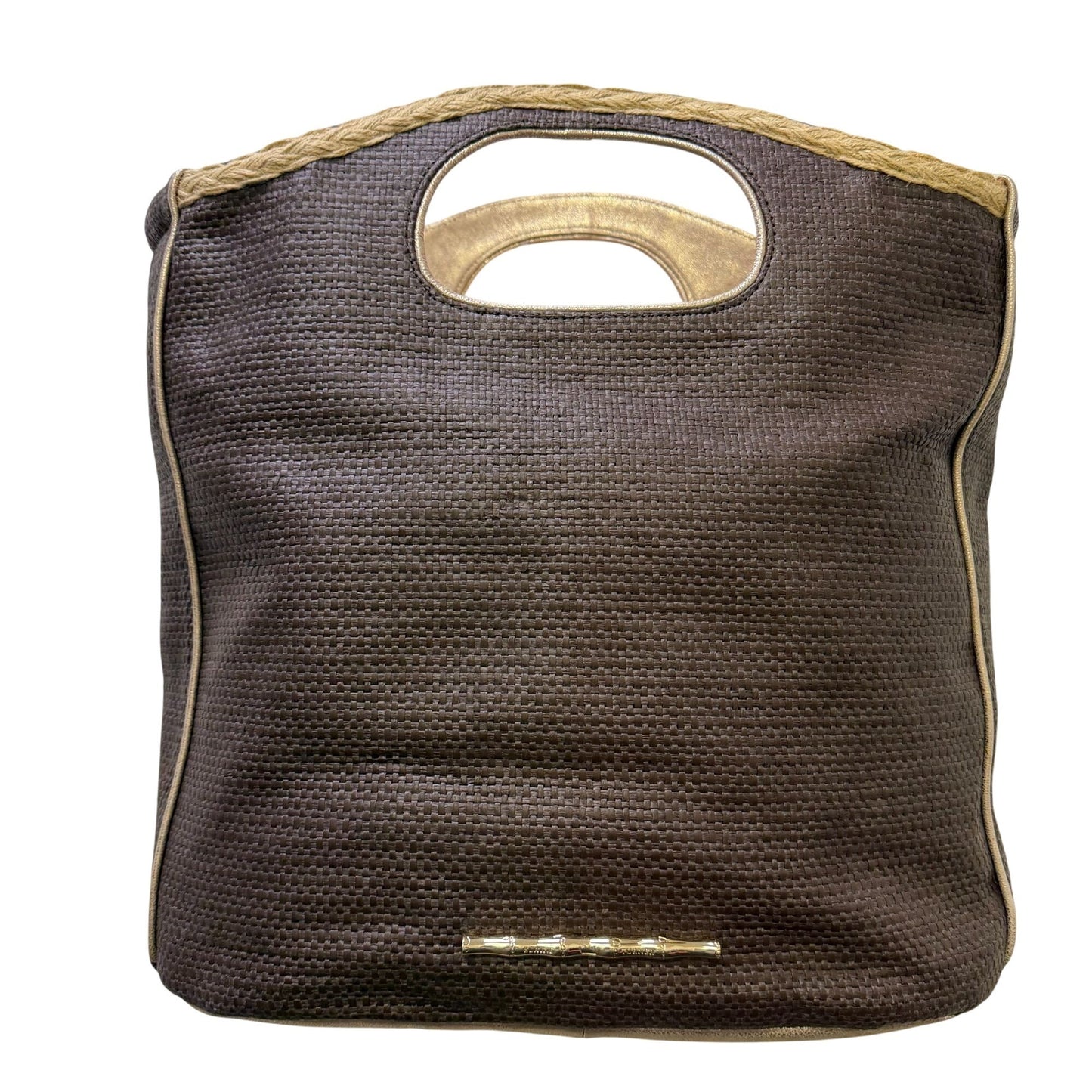 Elaine Turner Brown Woven Tote Bag With Braided Handle