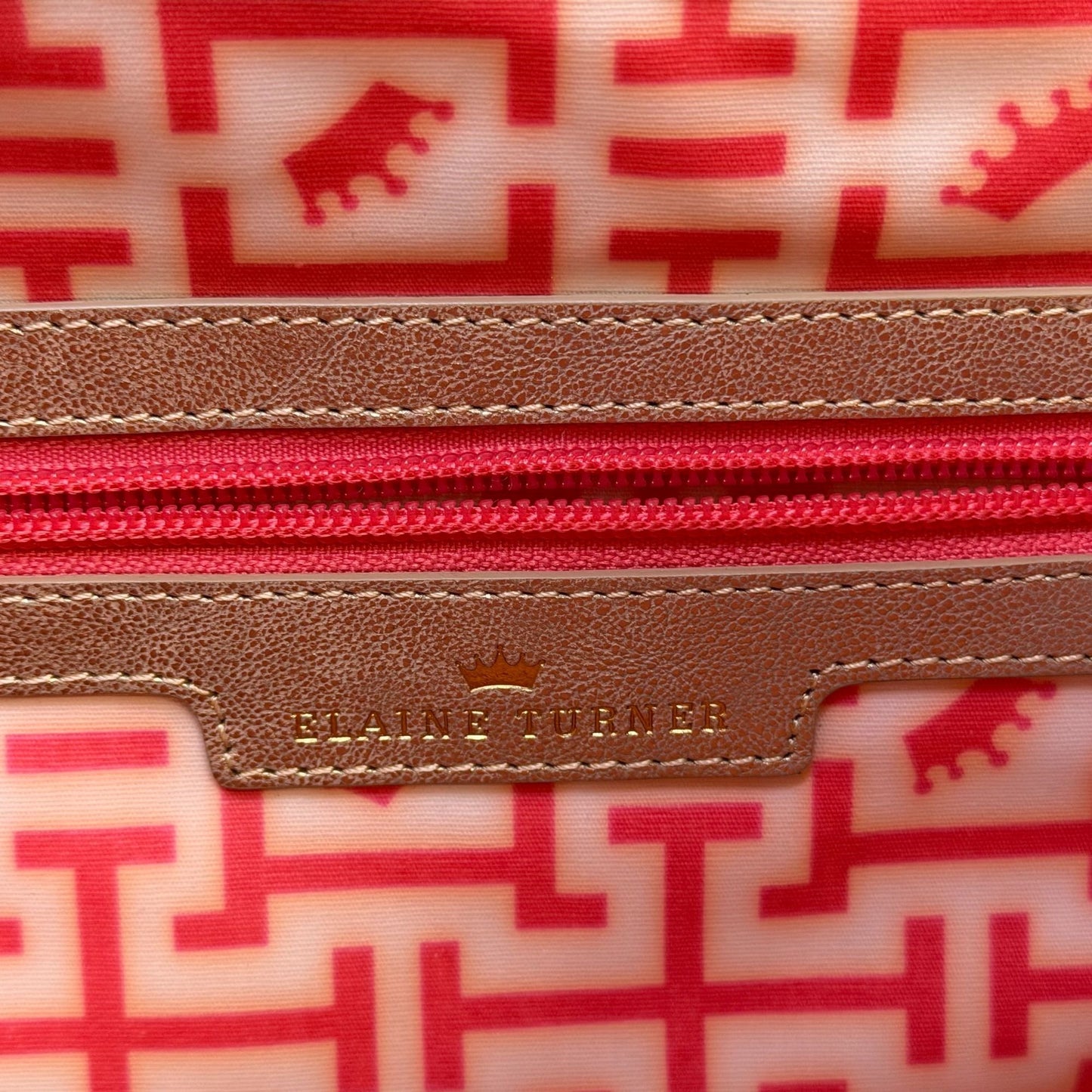 Elaine Turner Brown Woven Tote Bag With Braided Handle