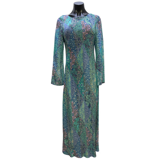 Rixo Turquoise Multi-Print Long-Sleeve Dress S