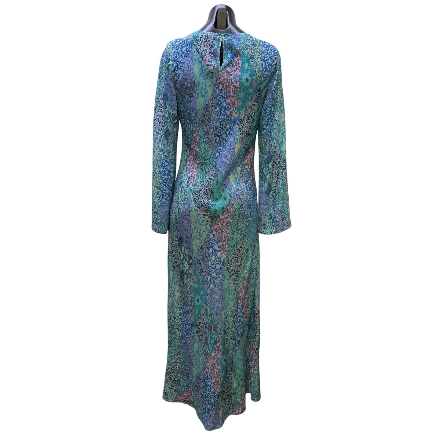 Rixo Turquoise Multi-Print Long-Sleeve Dress S