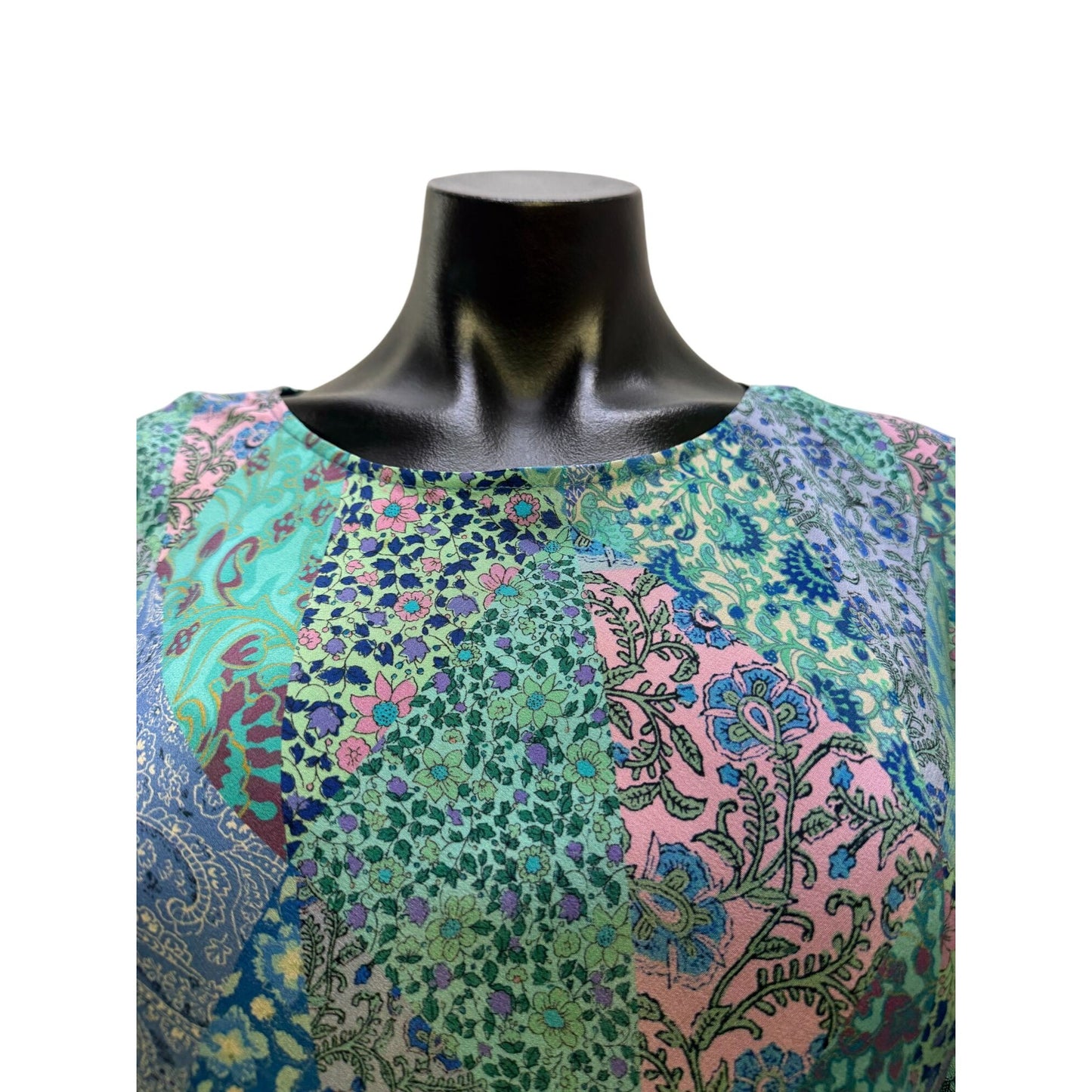 Rixo Turquoise Multi-Print Long-Sleeve Dress S