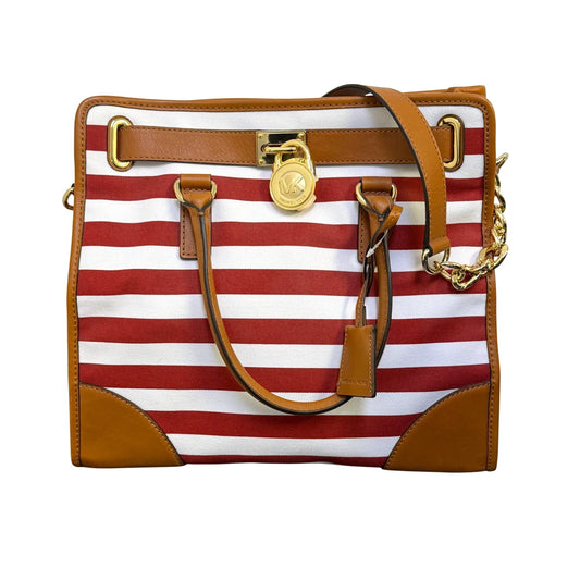 NWT Michael Kors Hamilton Canvas Red/White Stripe Large Tote Bag