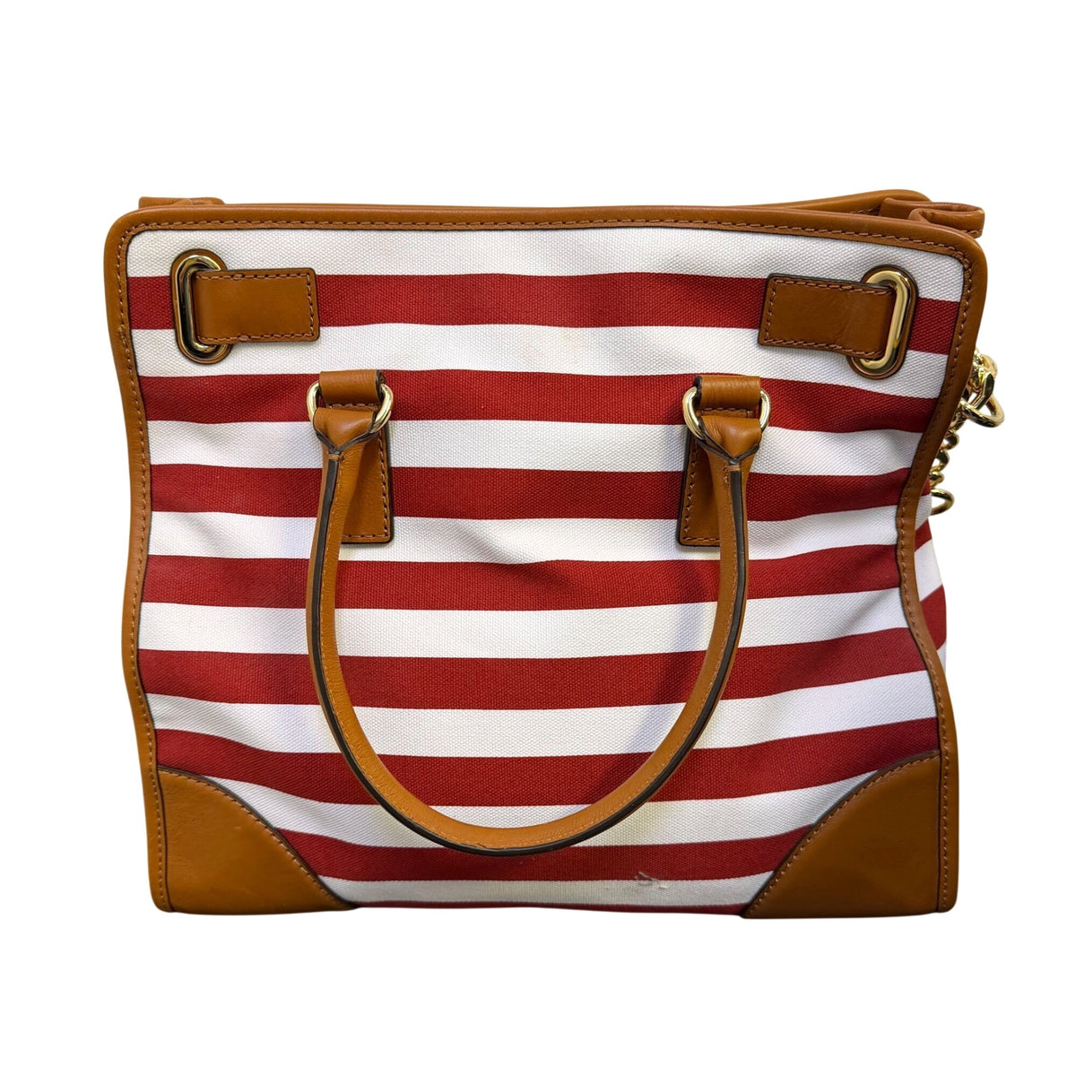 NWT Michael Kors Hamilton Canvas Red/White Stripe Large Tote Bag